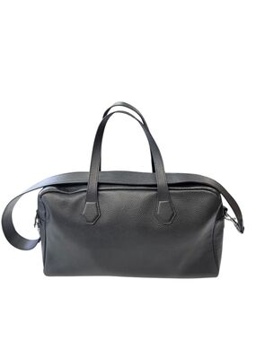 Lime Black Leather Satchel Bag with Top Handles and Crossbody Strap